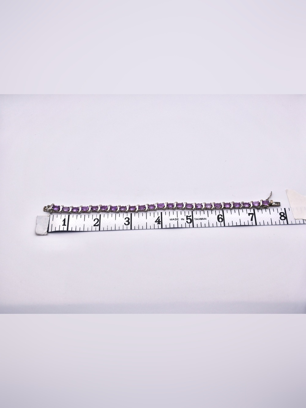 Vintage HAN Thai 925 Sterling Silver Amethyst Tennis Bracelet 7.5" - Picture 5 of 17